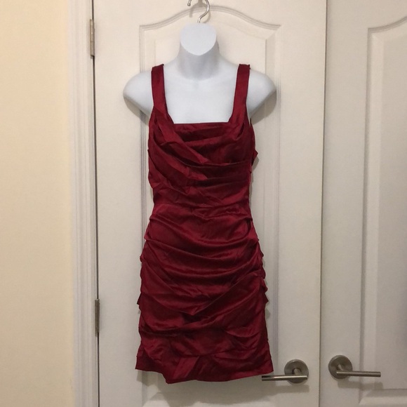 Express Silk Red Dress - Picture 2 of 8
